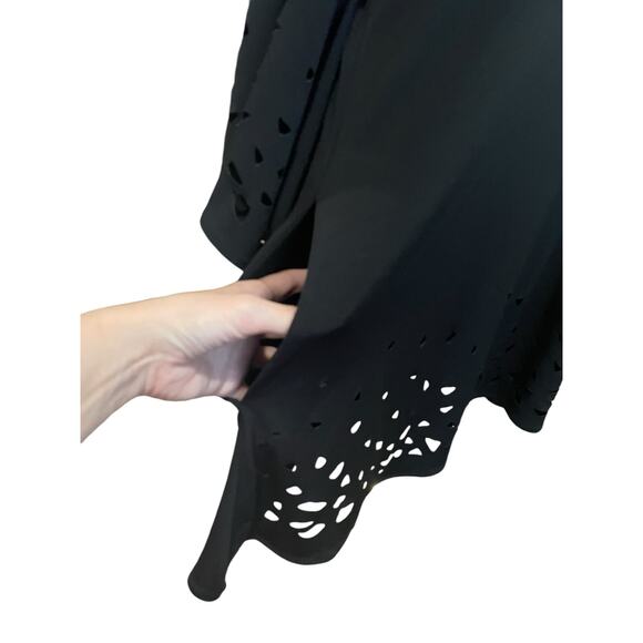 IC By Connie K Women's Blouse L Black Asymmetrical Artsy Pocket Tunic Top Slinky - Picture 9 of 11